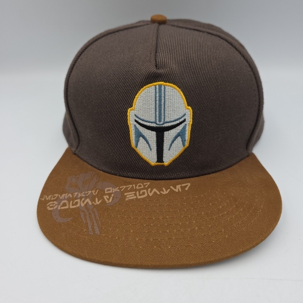 Star Wars Mandalorian Hat Cap Snap Back Brown Tan Embroidered Helmet Mens Funko